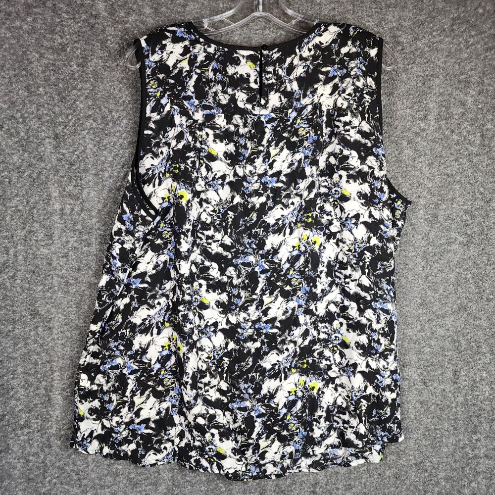 Violet Claire Top Womens 2X Floral Black White Blue Green Sleeveless Blouse NEW